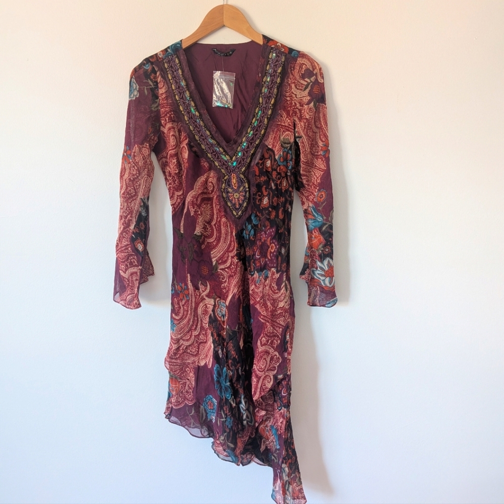 Chaudry KC Beaded Asymmetrical Hem Long Sleeve Dress - Picture 2 of 9